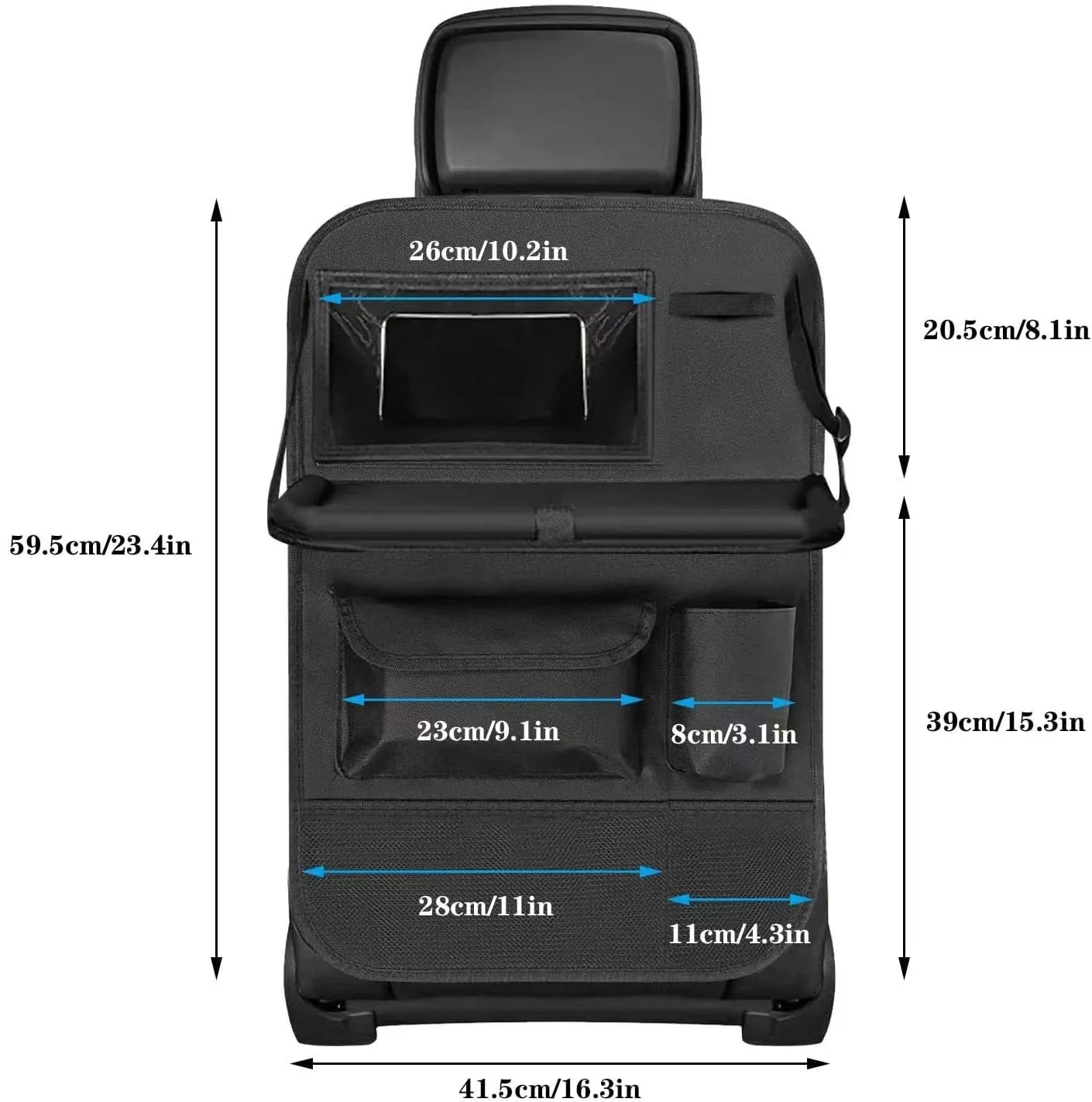 Organizer per Schienale Auto | Vassoio Pieghevole Multifunzionale con Tasche | Essenziale da Viaggio per Comfort e Ordine 5