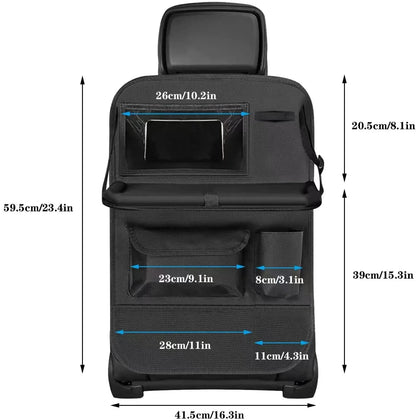 Organizer per Schienale Auto | Vassoio Pieghevole Multifunzionale con Tasche | Essenziale da Viaggio per Comfort e Ordine 5