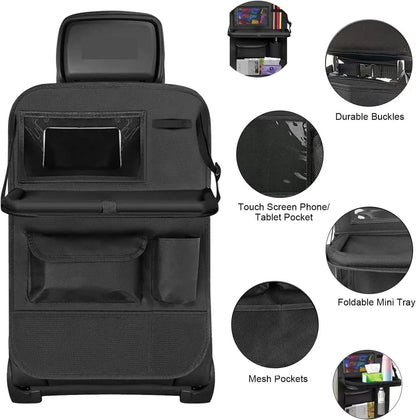 Organizer per Schienale Auto | Vassoio Pieghevole Multifunzionale con Tasche | Essenziale da Viaggio per Comfort e Ordine 6