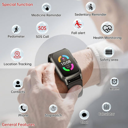 GPS Watch for Seniors | Smartwatch with Fall Detection and SOS Calls | Health Monitoring for Safety and Peace of Mind