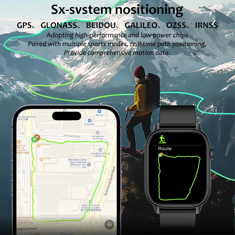 Men's Multifunction Smartwatch with GPS and Heart Rate Monitor | IP68 Waterproof | Advanced Fitness Tracker | Emergency SOS for Seniors