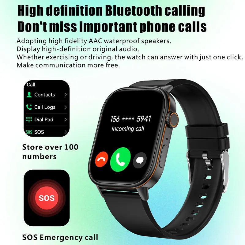 Men's Multifunction Smartwatch with GPS and Heart Rate Monitor | IP68 Waterproof | Advanced Fitness Tracker | Emergency SOS for Seniors