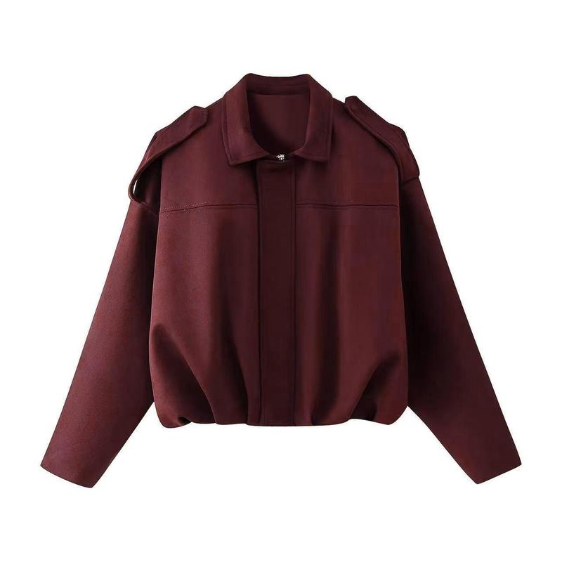 Agnese | Oversized Women's Suede-Effect Bomber Jacket with Zip - Dropped Shoulders and Comfort