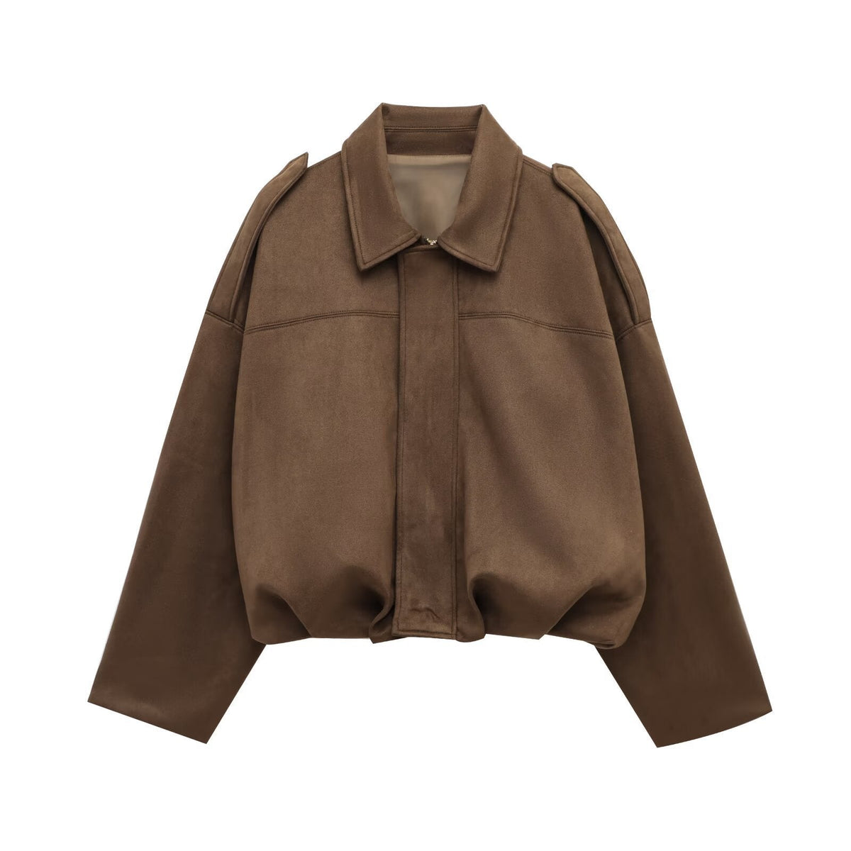Agnese | Oversized Women's Suede-Effect Bomber Jacket with Zip - Dropped Shoulders and Comfort