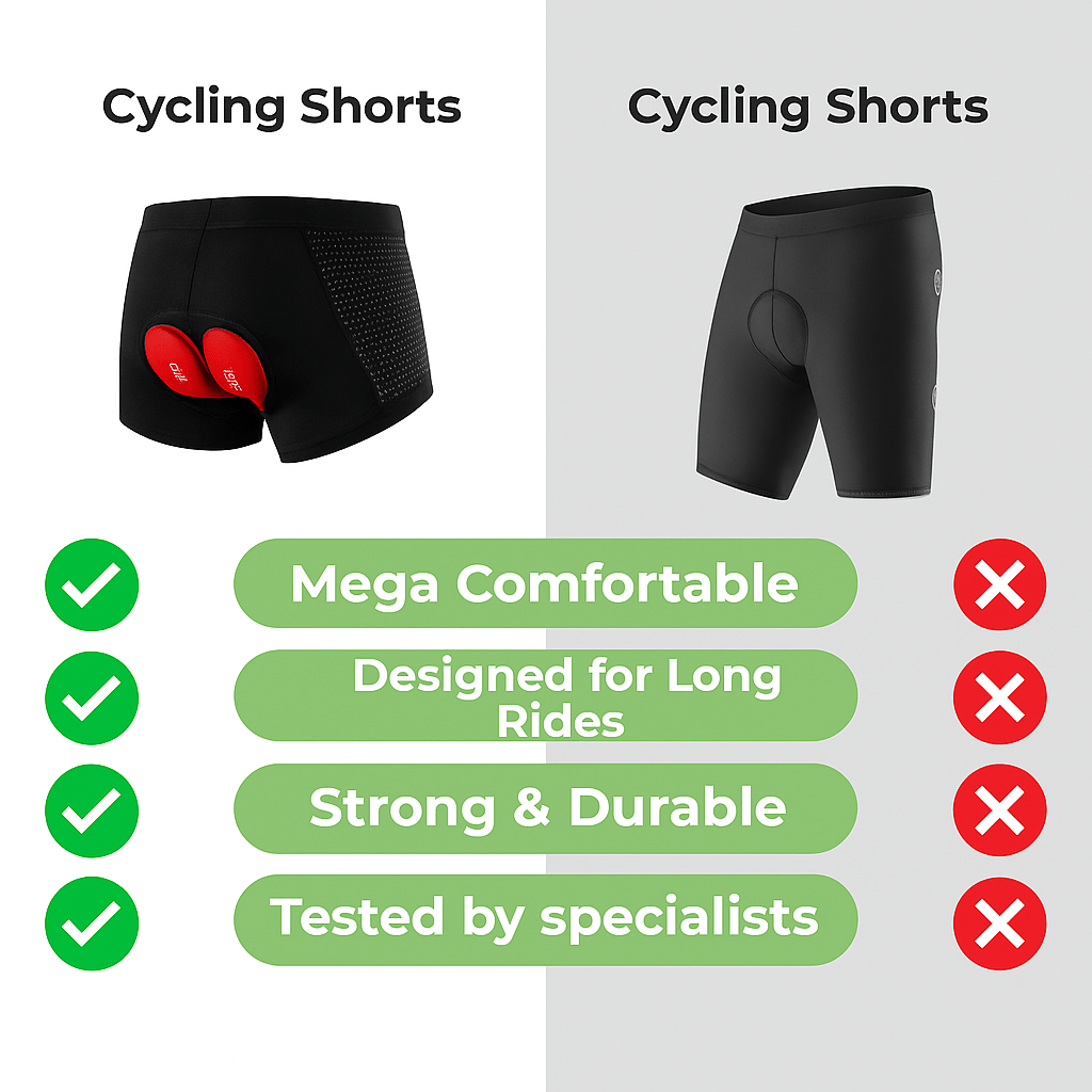 Gel Padded Cycling Shorts for Extreme Comfort | Unisex Fit for Long Rides