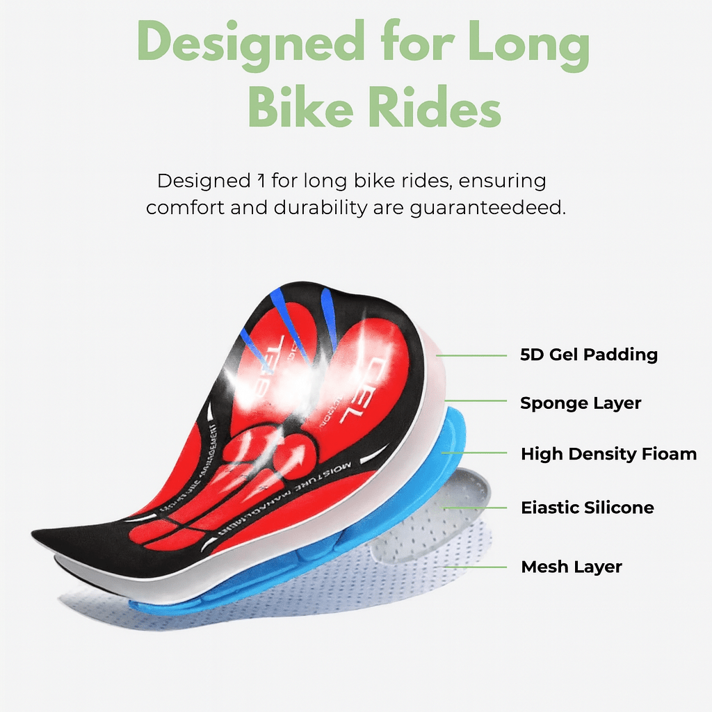 Gel Padded Cycling Shorts for Extreme Comfort | Unisex Fit for Long Rides