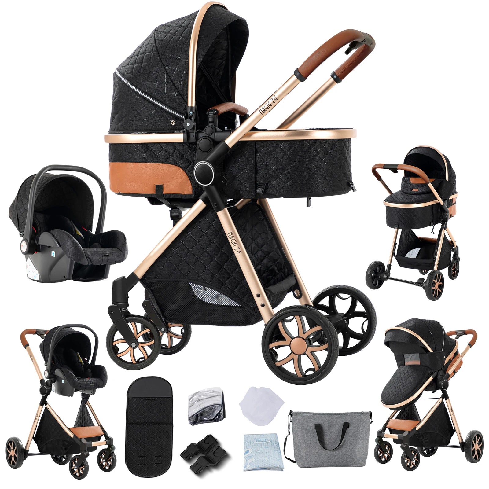 Passeggino Trio 3 in 1 con Telaio Pieghevole e Sedile Reversibile | Sistema da Viaggio Ideale per Comfort e Versatilità 12