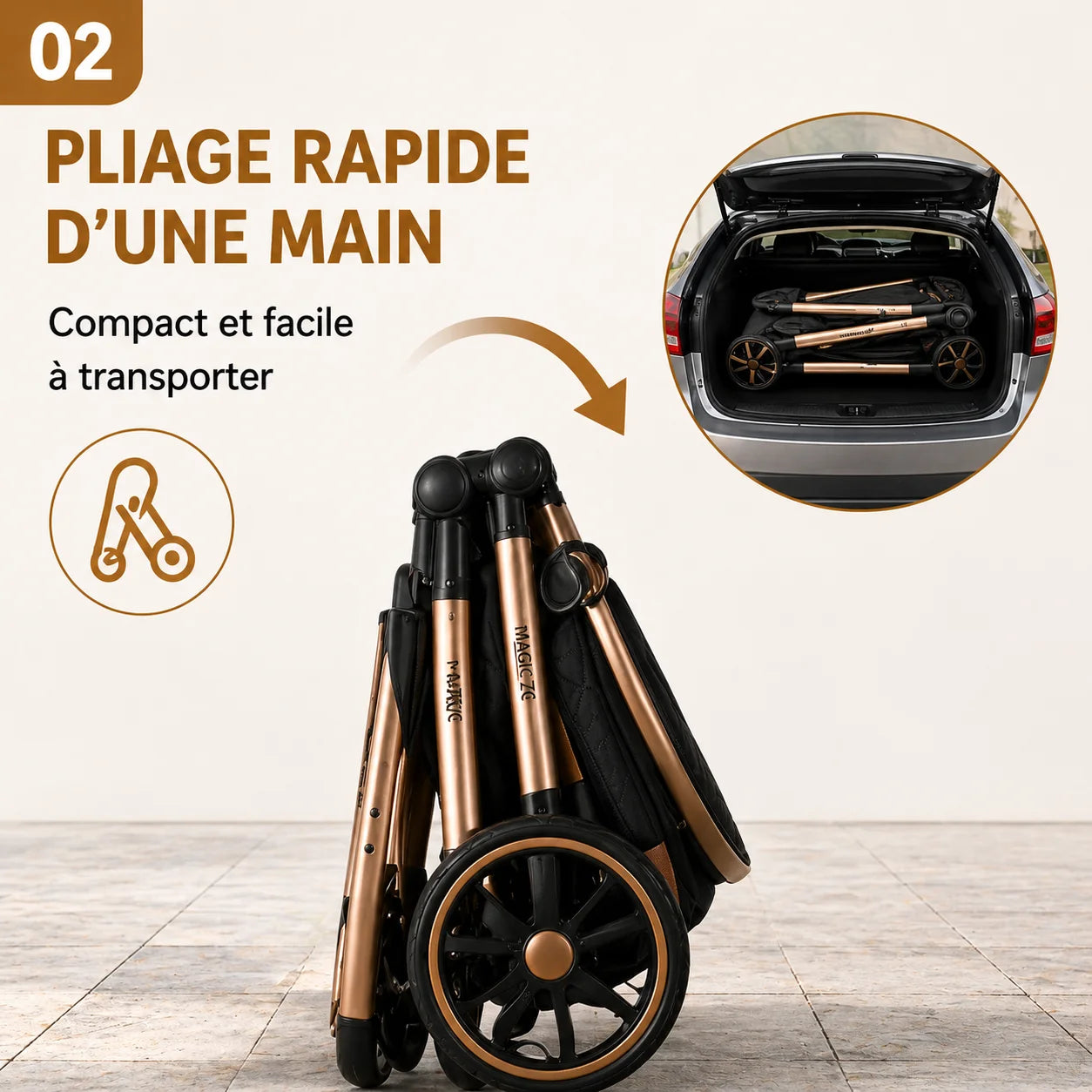 Passeggino Trio 3 in 1 con Telaio Pieghevole e Sedile Reversibile | Sistema da Viaggio Ideale per Comfort e Versatilità 2