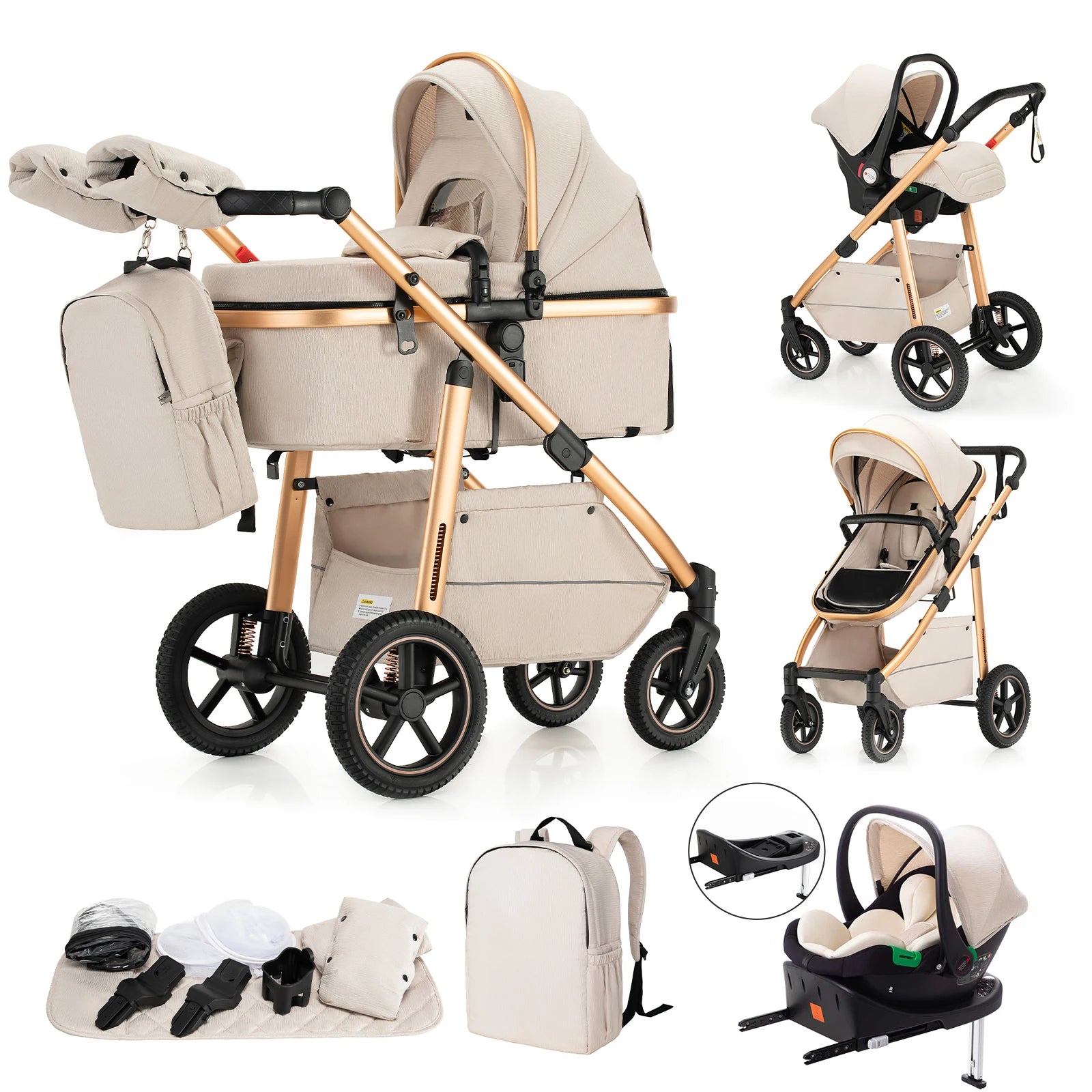Passeggino Trio Multifunzionale 3 in 1 con Design Pieghevole e Sicurezza Elevata per Viaggi Comodi 10