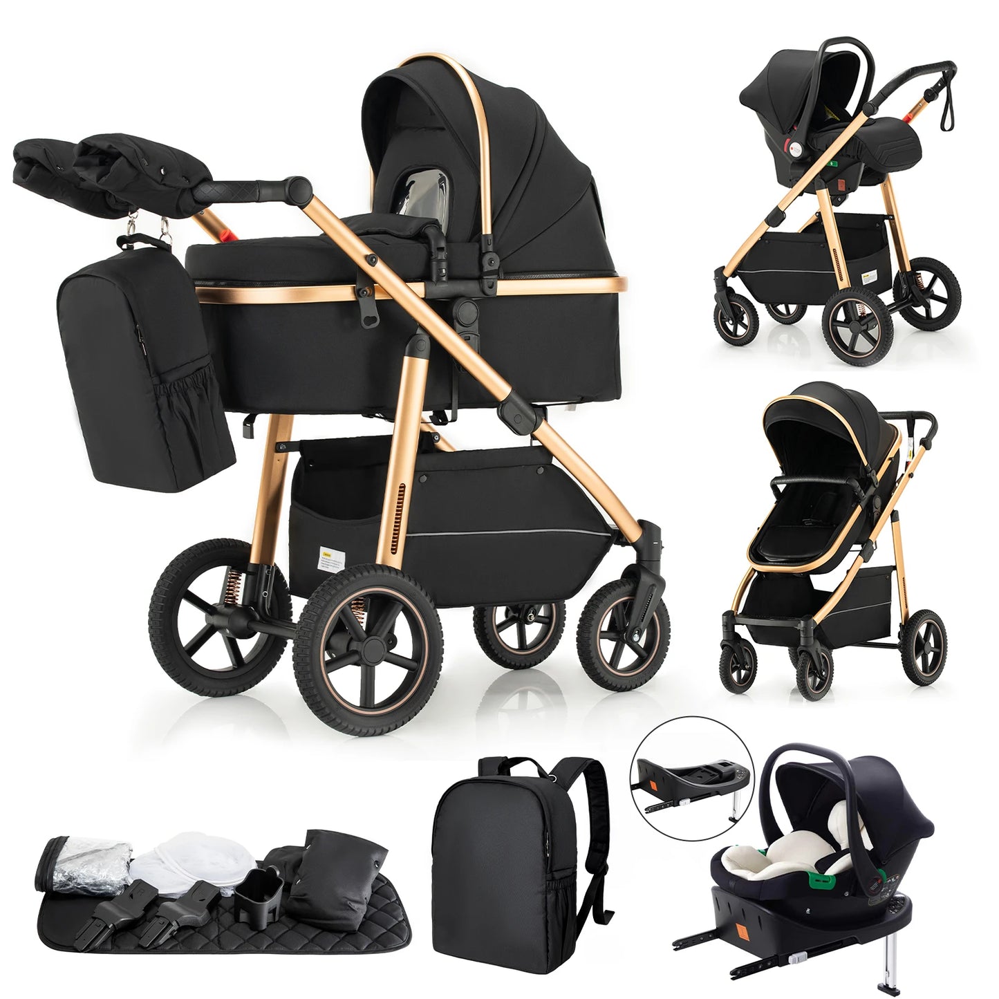 Passeggino Trio Multifunzionale 3 in 1 con Design Pieghevole e Sicurezza Elevata per Viaggi Comodi 11
