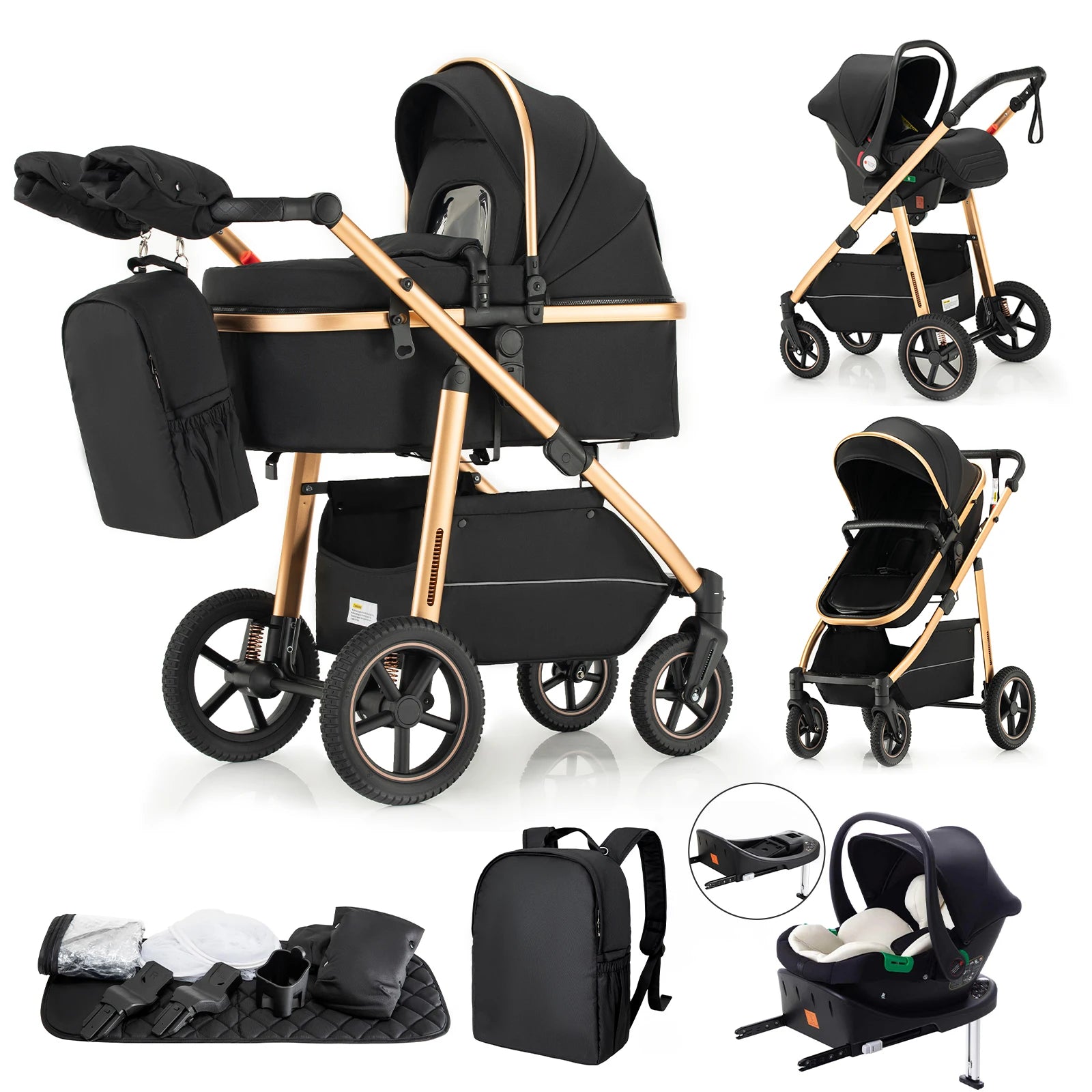 Passeggino Trio Multifunzionale 3 in 1 con Design Pieghevole e Sicurezza Elevata per Viaggi Comodi 11