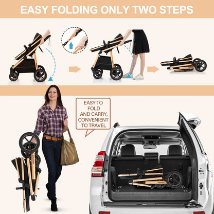 Passeggino Trio Multifunzionale 3 in 1 con Design Pieghevole e Sicurezza Elevata per Viaggi Comodi 5