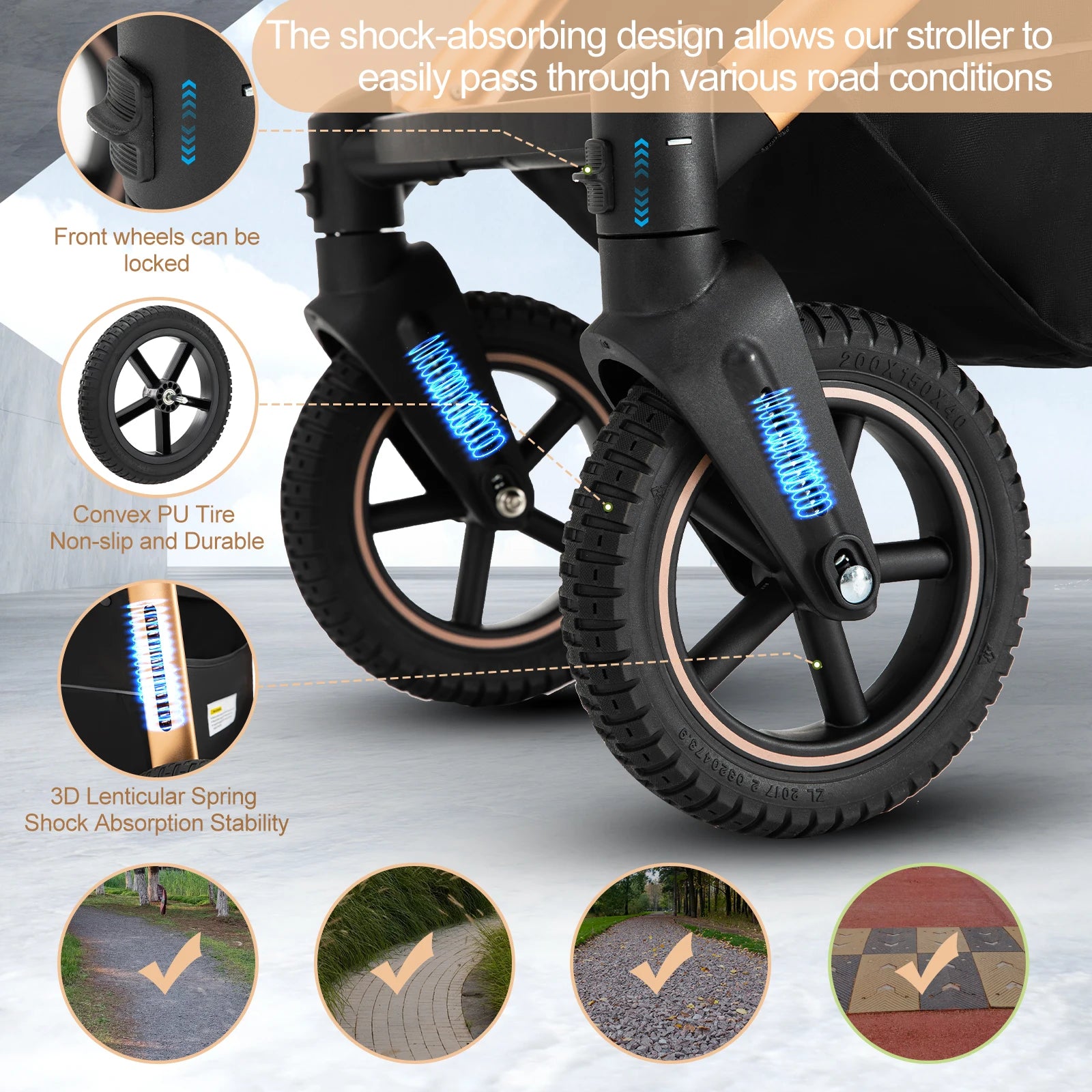 Passeggino Trio Multifunzionale 3 in 1 con Design Pieghevole e Sicurezza Elevata per Viaggi Comodi 7