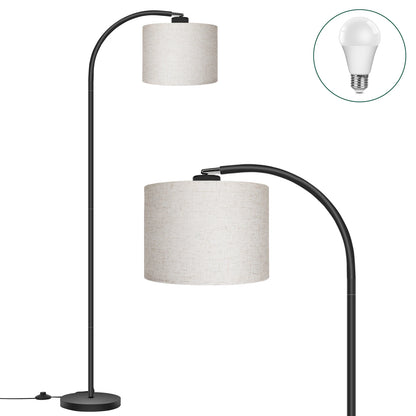 Piantana Da Terra Design in Tessuto di Lino con Braccio Oscillante | Illuminazione LED 12W per Atmosfera Accogliente 6
