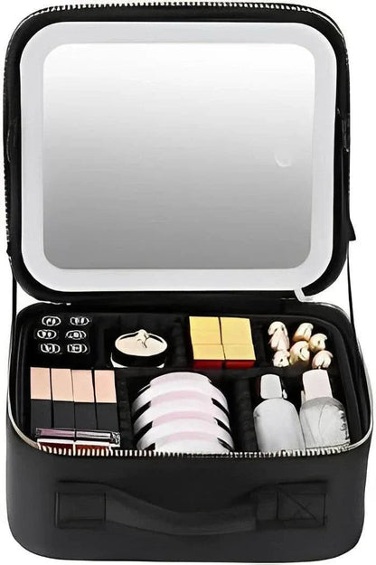 Portable Makeup Bag with LED Mirror and Adjustable Lighting | Compact Design for Flawless Makeup