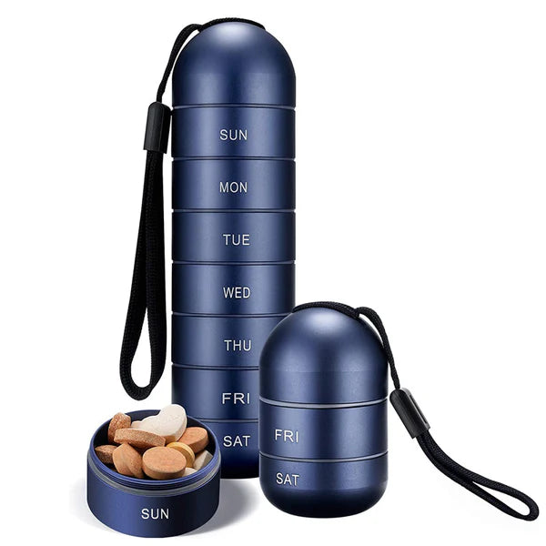 Weekly Aluminum Pill Organizer with Waterproof Design - Practical Container for Travel and Medicine Safety