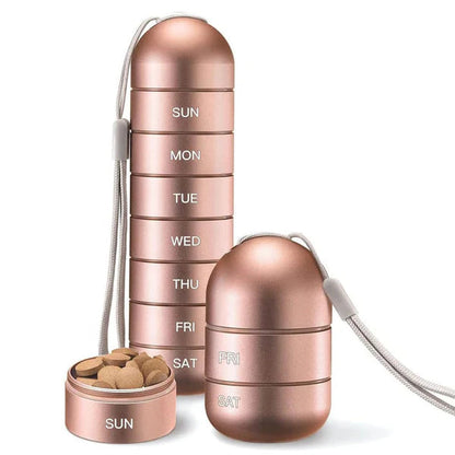 Weekly Aluminum Pill Organizer with Waterproof Design - Practical Container for Travel and Medicine Safety