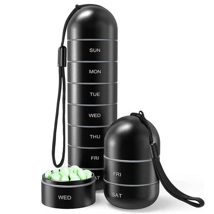 Weekly Aluminum Pill Organizer with Waterproof Design - Practical Container for Travel and Medicine Safety