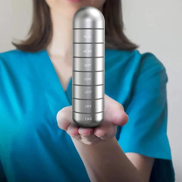 Weekly Aluminum Pill Organizer with Waterproof Design - Practical Container for Travel and Medicine Safety