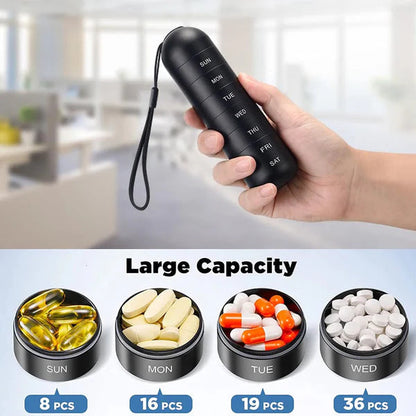 Weekly Aluminum Pill Organizer with Waterproof Design - Practical Container for Travel and Medicine Safety