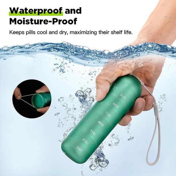 Weekly Aluminum Pill Organizer with Waterproof Design - Practical Container for Travel and Medicine Safety
