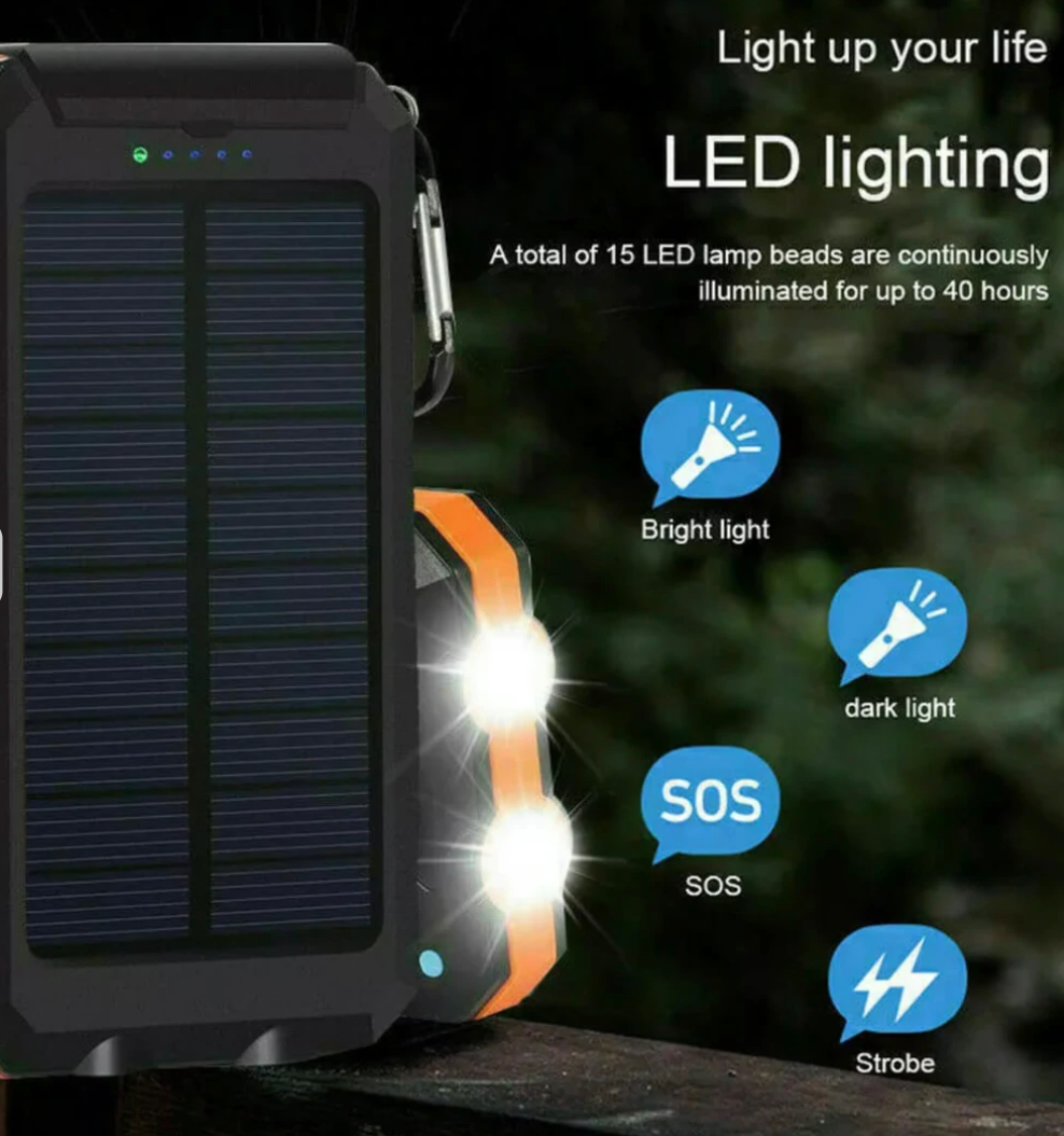 Power Bank Solare | Caricatore Portatile Impermeabile da 500000 mAh con Doppie USB e Torcia LED per Avventure Outdoor 3