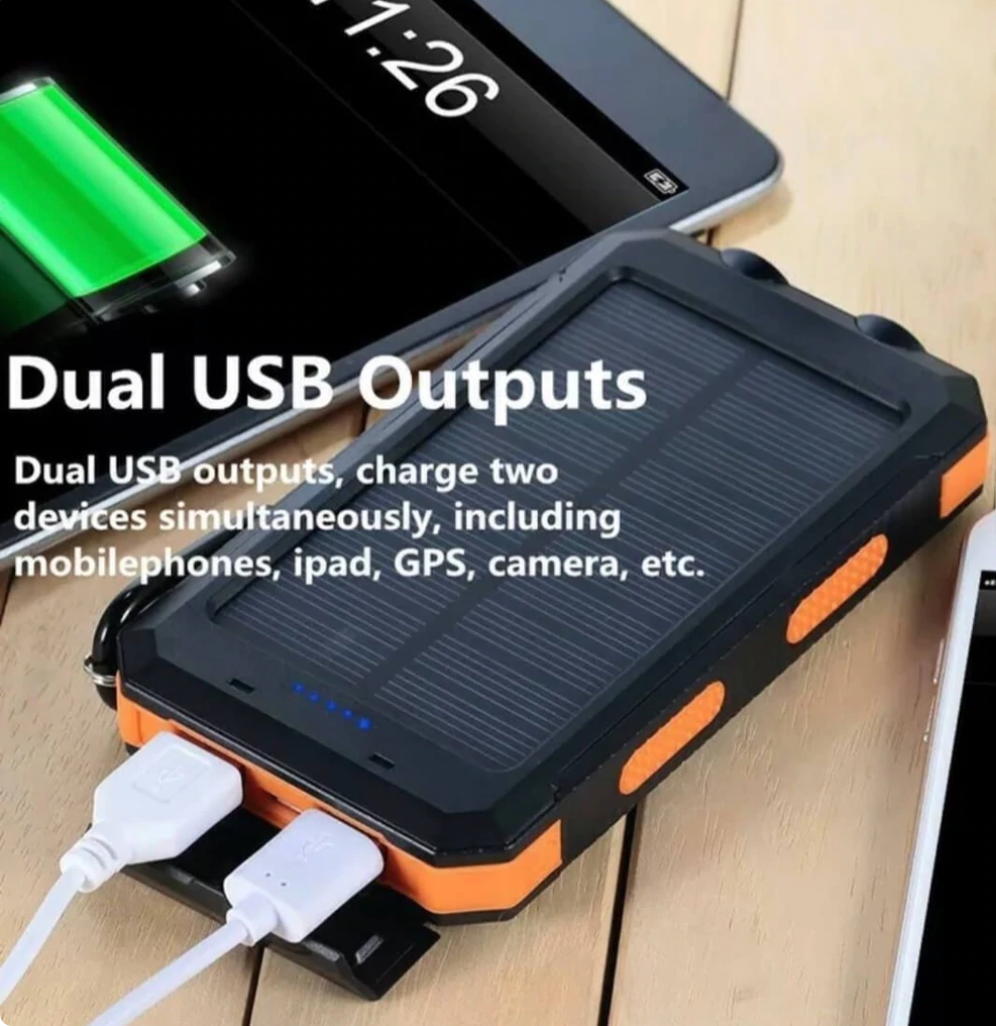 Power Bank Solare | Caricatore Portatile Impermeabile da 500000 mAh con Doppie USB e Torcia LED per Avventure Outdoor 4