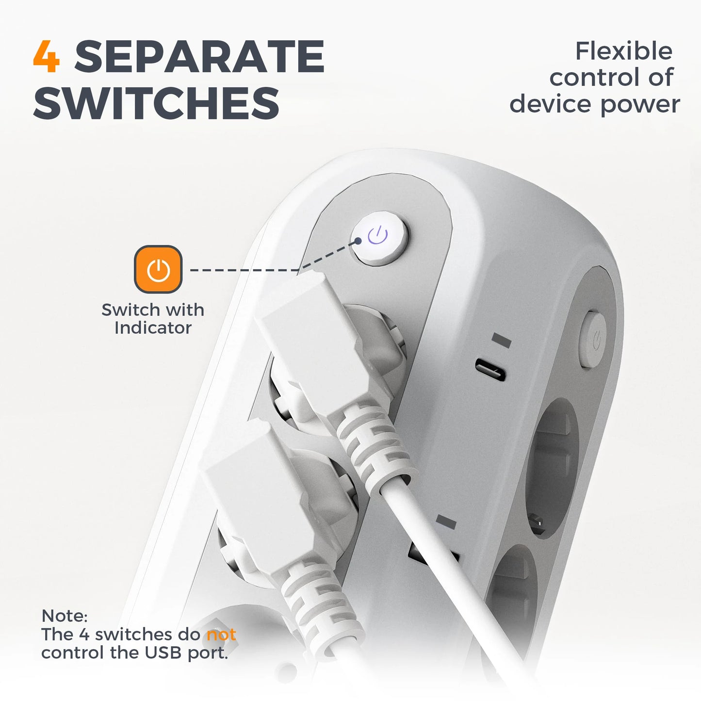 Presa Multipla a Torre con 12 Prese e 6 USB per Ricarica Efficiente | Design Compatto per Ufficio e Casa 5