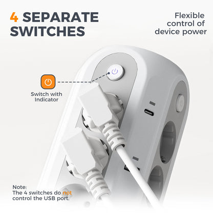 Presa Multipla a Torre con 12 Prese e 6 USB per Ricarica Efficiente | Design Compatto per Ufficio e Casa 5