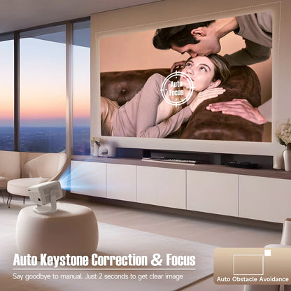 Portable Projector | 1080P Video Projector with WiFi6 and Stereo BT5.4 Audio | Cinematic Experience for Outdoors