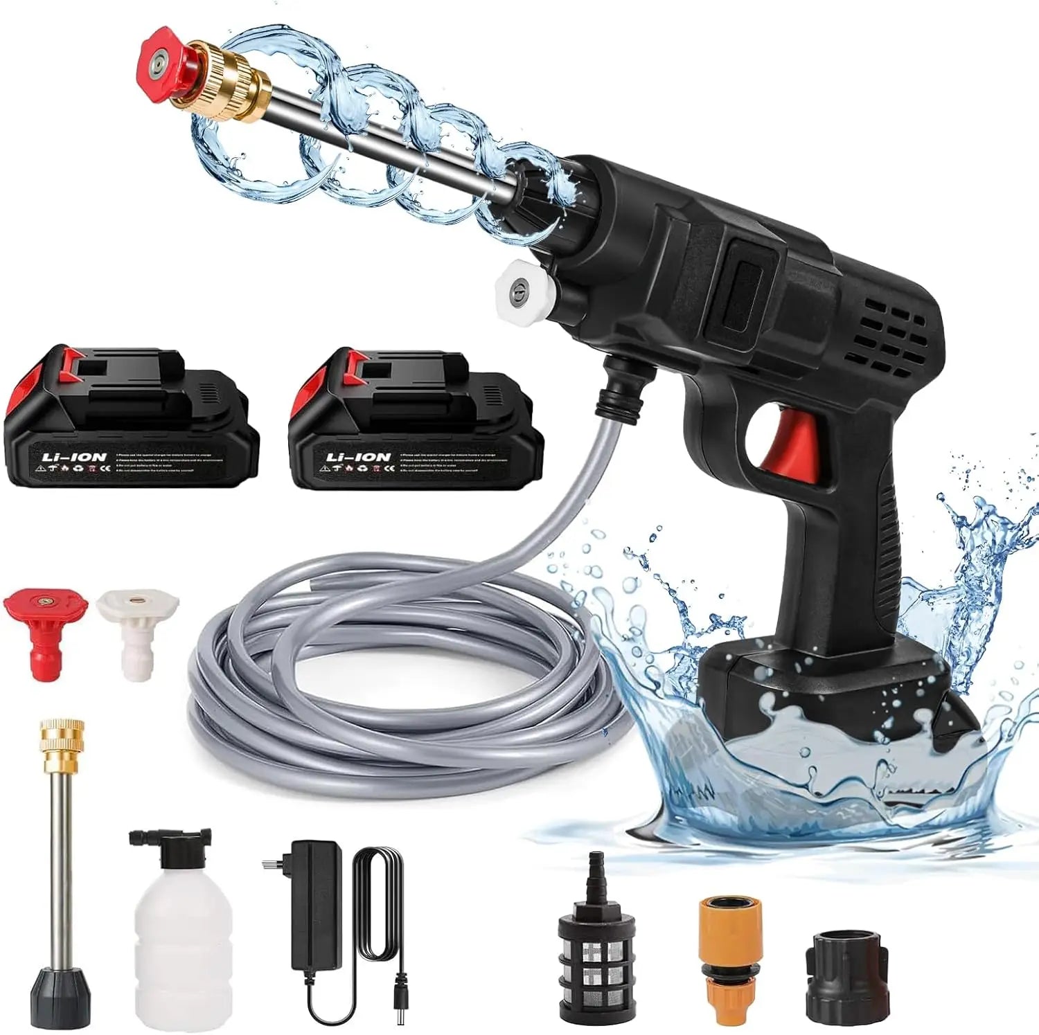 Pulitore Senza Fili | Pulitore ad Alta Pressione con Batteria al Litio e Ugello Regolabile | Ideale per Auto e Giardino 0