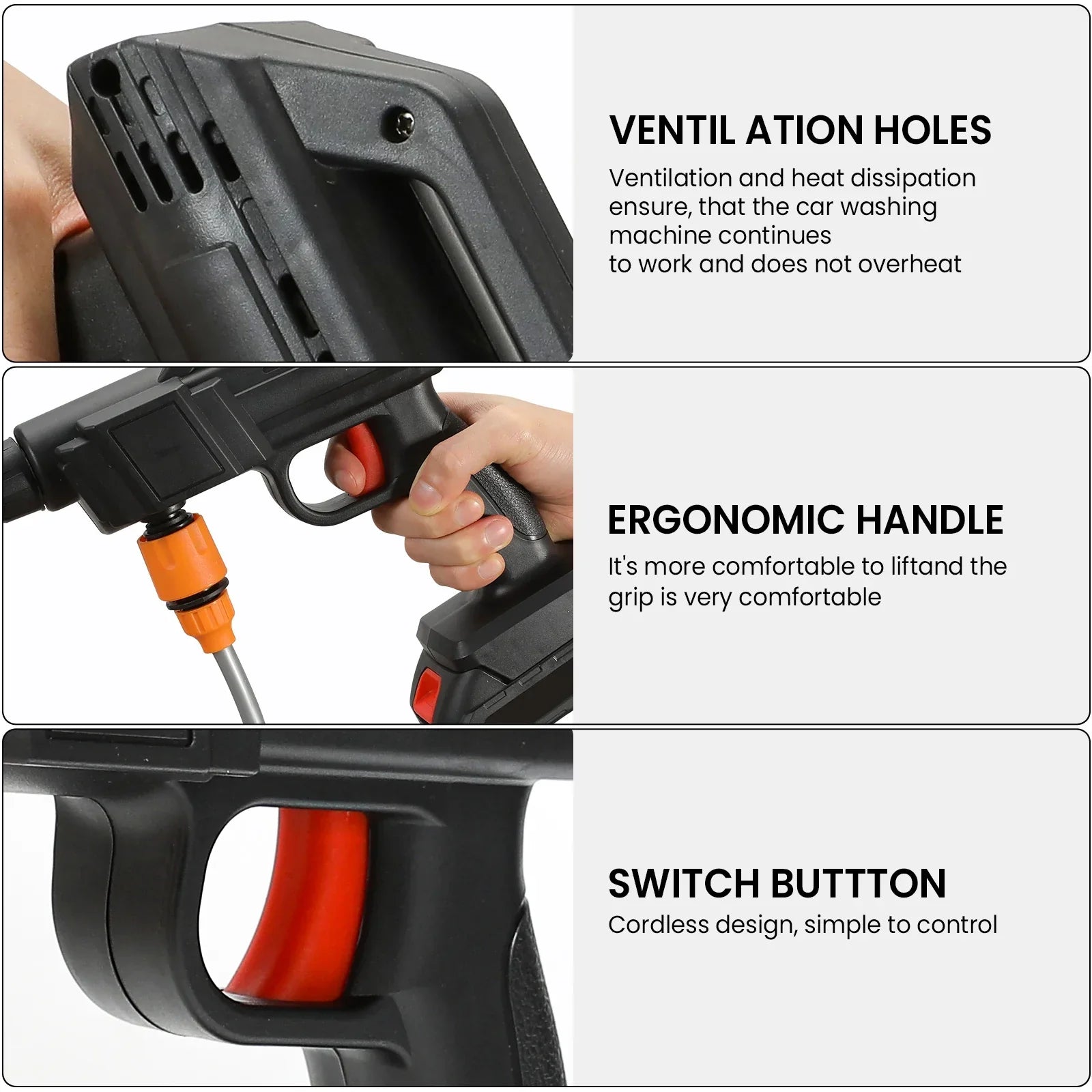 Pulitore Senza Fili | Pulitore ad Alta Pressione con Batteria al Litio e Ugello Regolabile | Ideale per Auto e Giardino 5