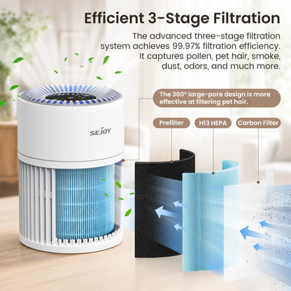 Purificatore D'Aria HEPA per Animali Domestici con Filtro 3 in 1 | Silenzioso e Efficiente per Ambienti Fino a 110 m² 4
