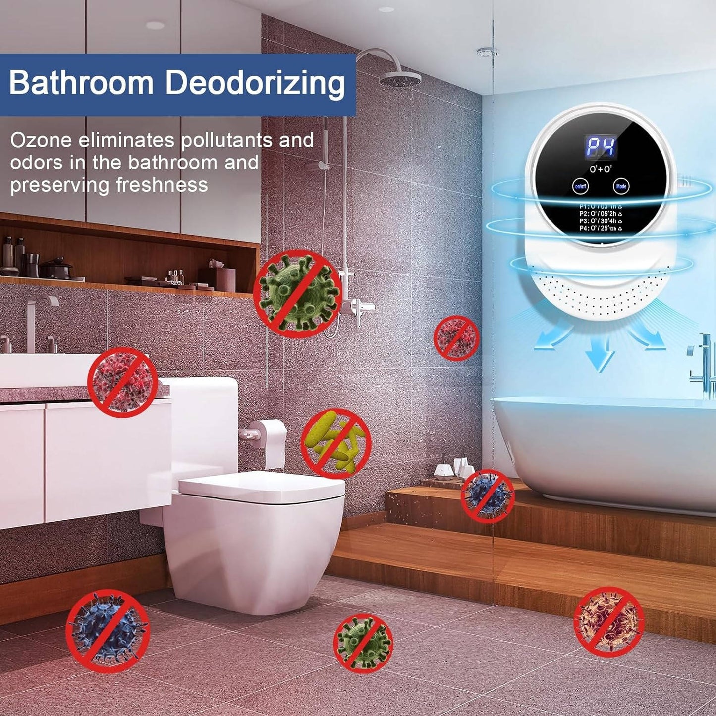 Ozone Air Purifier | Programmable Air Cleaner with Wall-Mount Design for Fresh Spaces up to 30m²