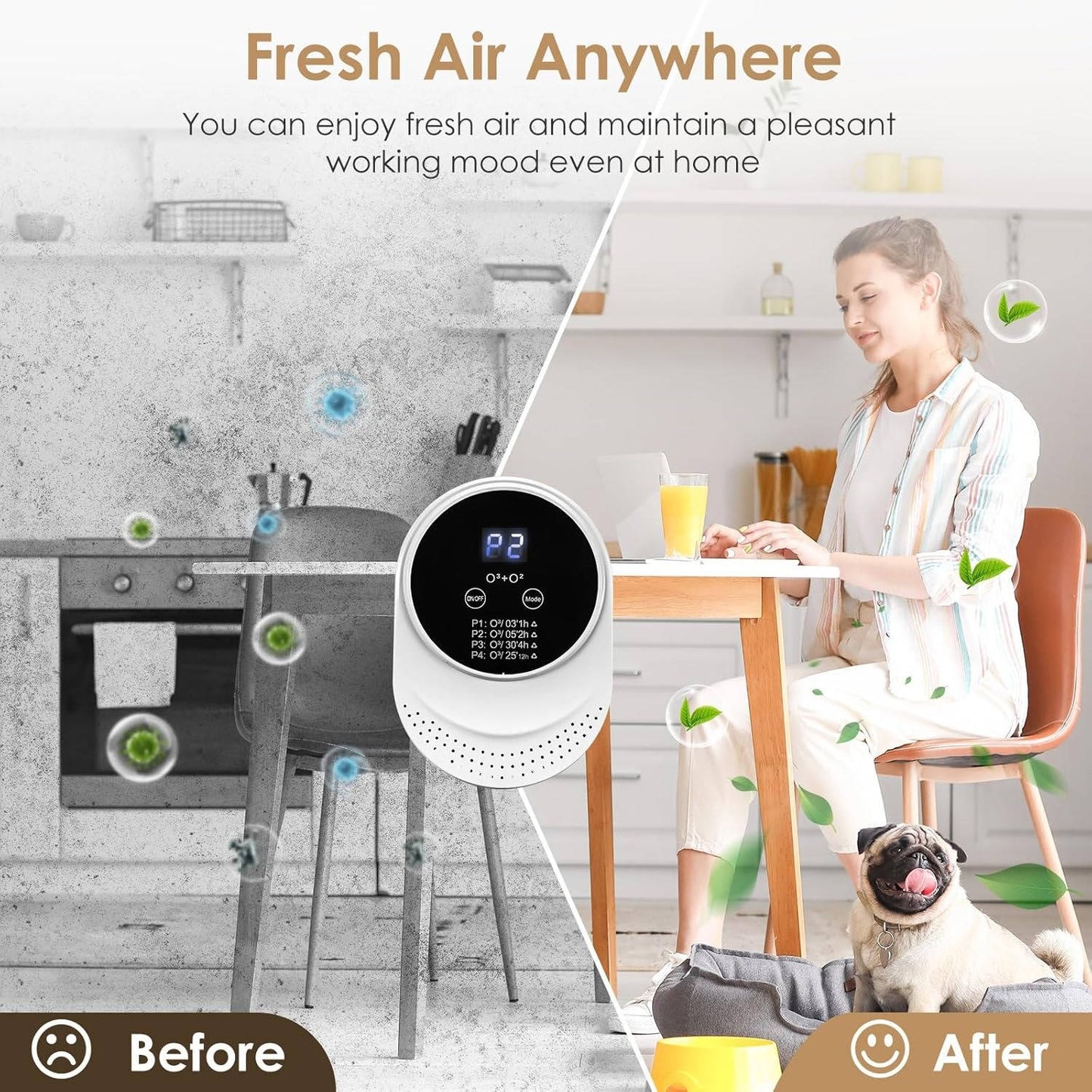Ozone Air Purifier | Programmable Air Cleaner with Wall-Mount Design for Fresh Spaces up to 30m²