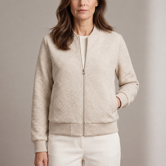 Bianca | Bomber Trapuntato Donna a Rombi con Bordi a Costine - Texture Elegante