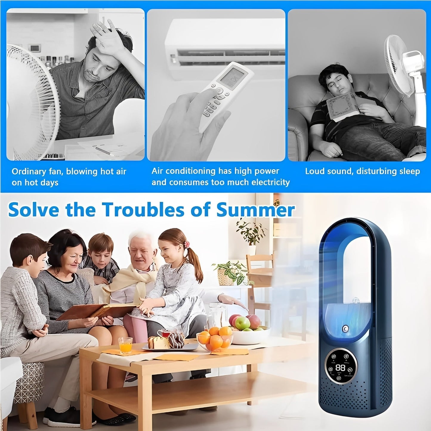 3-in-1 Portable Air Cooler with Humidifier and Quiet Motor | Optimal Comfort for Office and Night