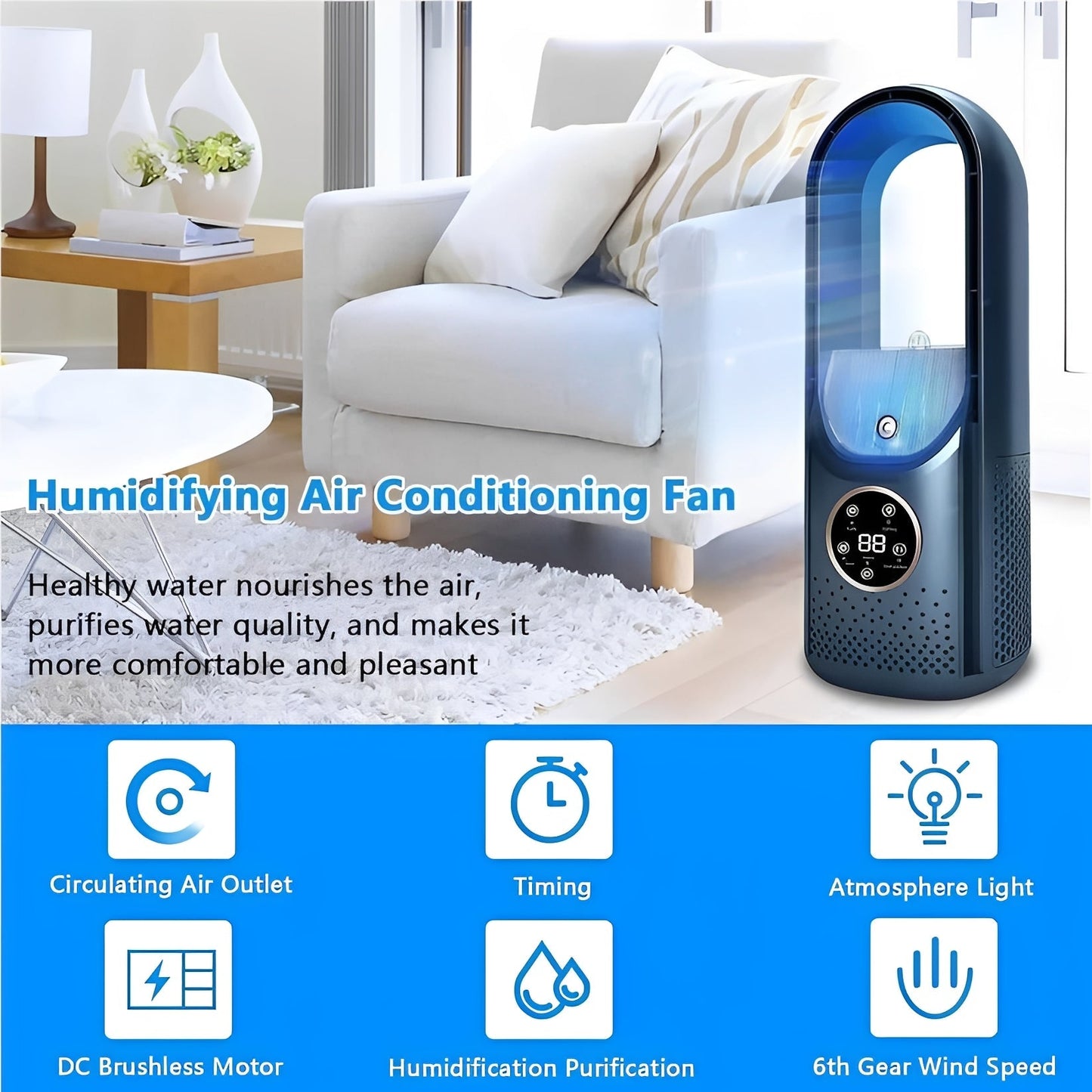 3-in-1 Portable Air Cooler with Humidifier and Quiet Motor | Optimal Comfort for Office and Night