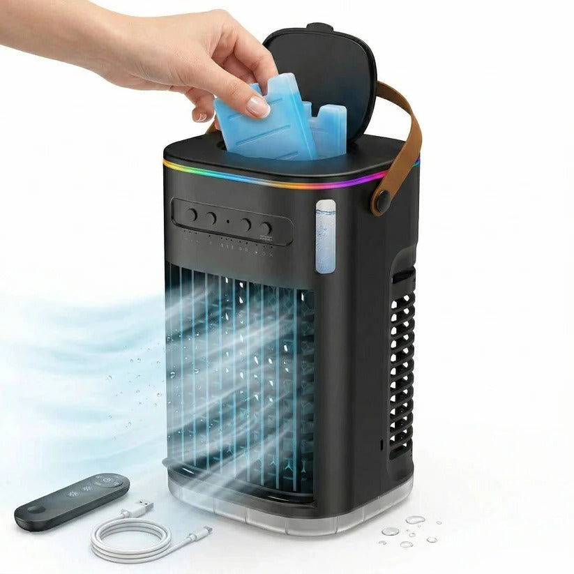 Portable Air Cooler with 1.2 L Tank and Remote Control | Adjustable Mist for Optimal Comfort and Absolute Silence