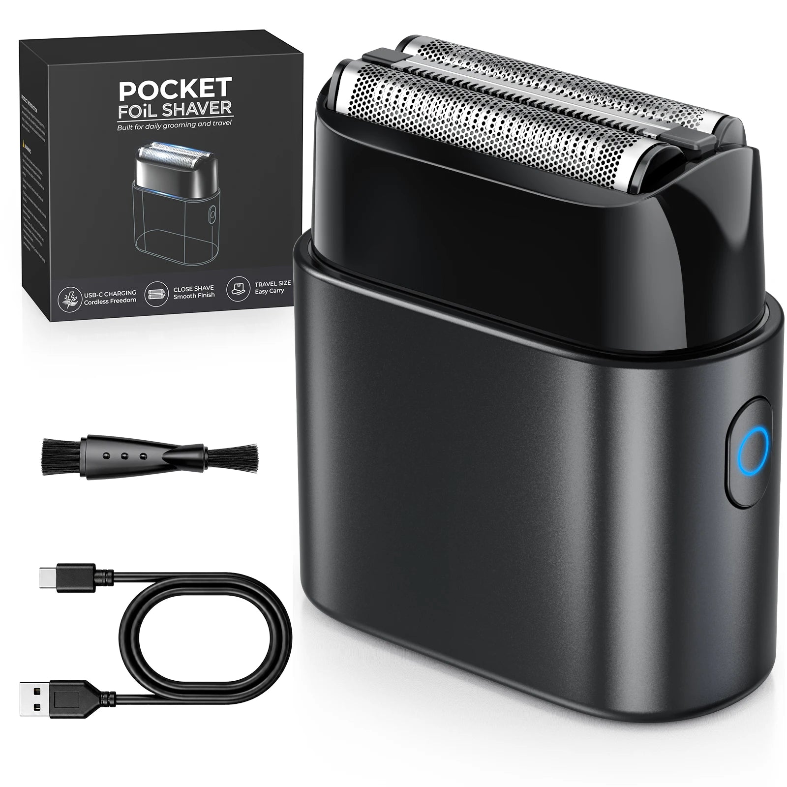 Rasoio Elettrico Barba | Rasoio a Lamina Impermeabile IPX7 per Rasatura Precisa e Comfort 0