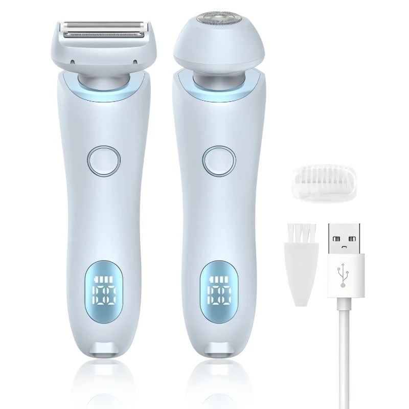 Rasoio Elettrico da Donna | Rasoio Indolore 2 in 1 con Design Impermeabile | Testine Intercambiabili per Uso Versatile e Sicuro 0