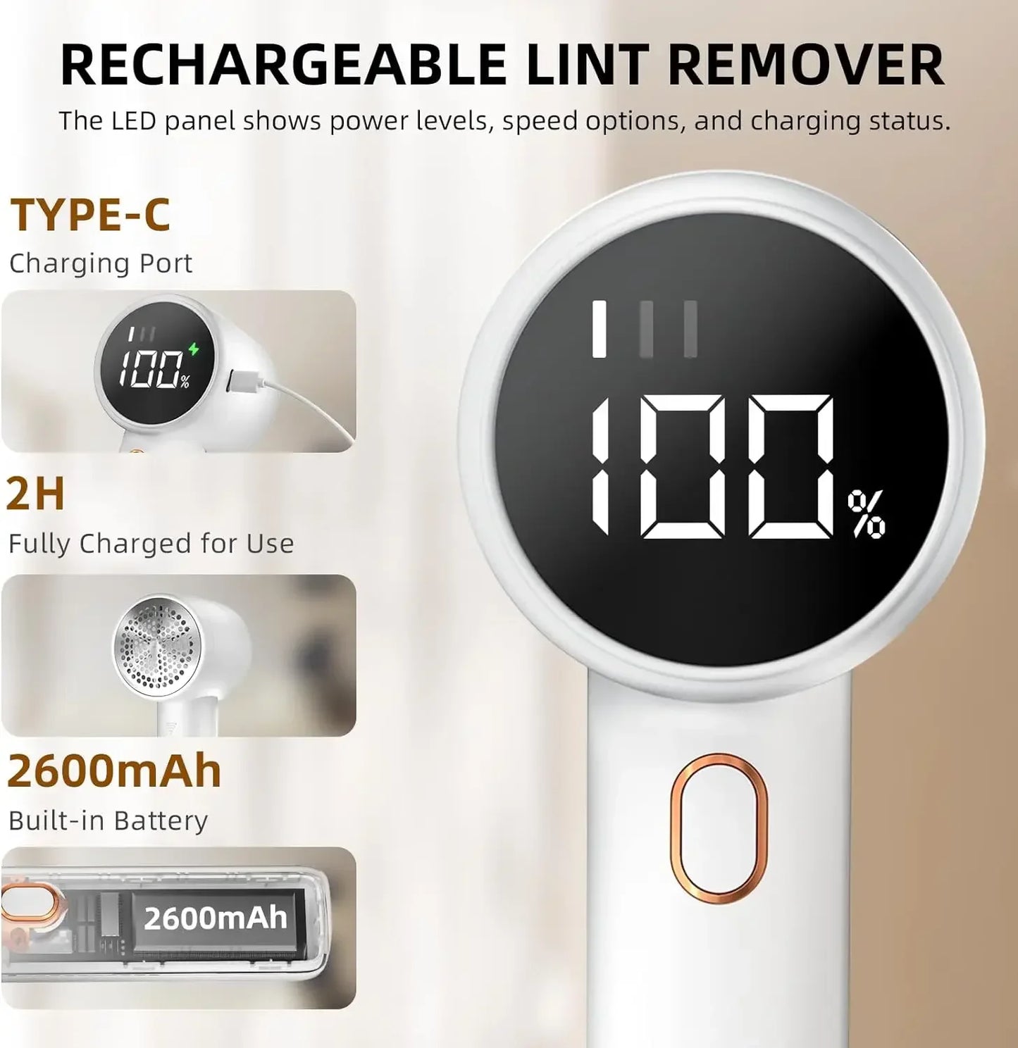 Rasoio Elettrico per Tessuti | 6 Lame Potenti con Display LED | Rimozione Efficace di Pelucchi e Lanugine 5
