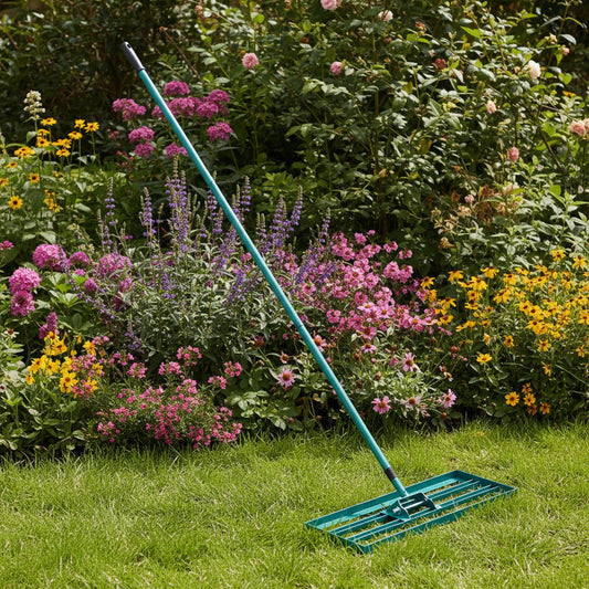 Rastrello da Giardino | Rastrelli per Giardinaggio con Manico Ergonomico | Superficie Ampia per Livellare il Prato