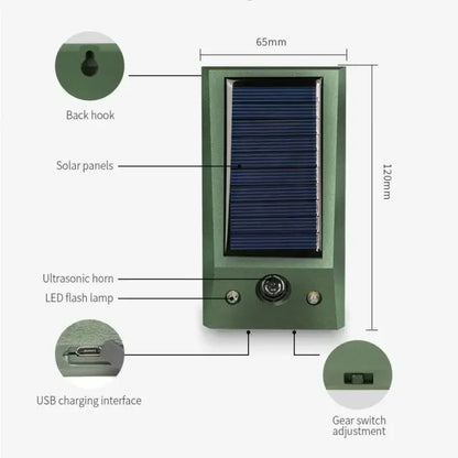 Solar Pigeon Repellent | Waterproof Ultrasonic Device with Flashing LED | Effective Protection for Gardens and Outdoor Spaces