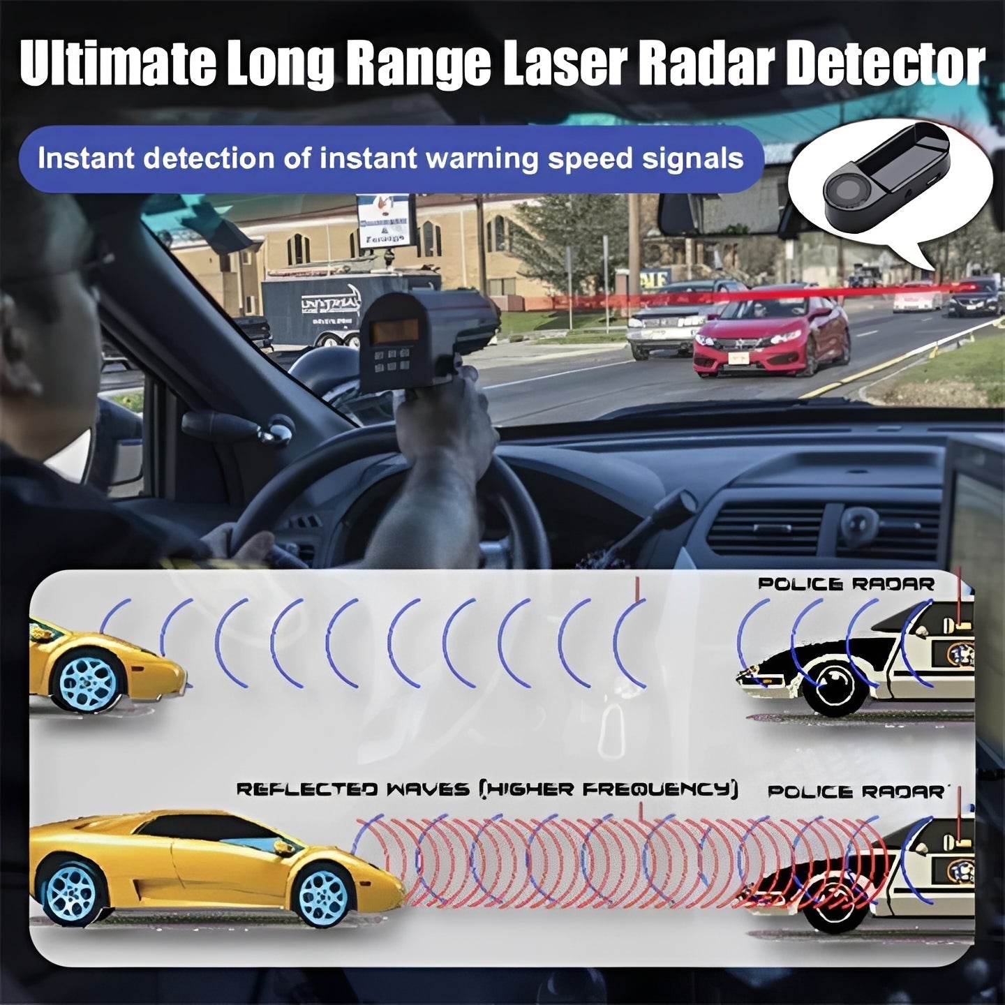 Solar Radar Detector for Vehicles with LED Alert - Safety and Comfort on the Road