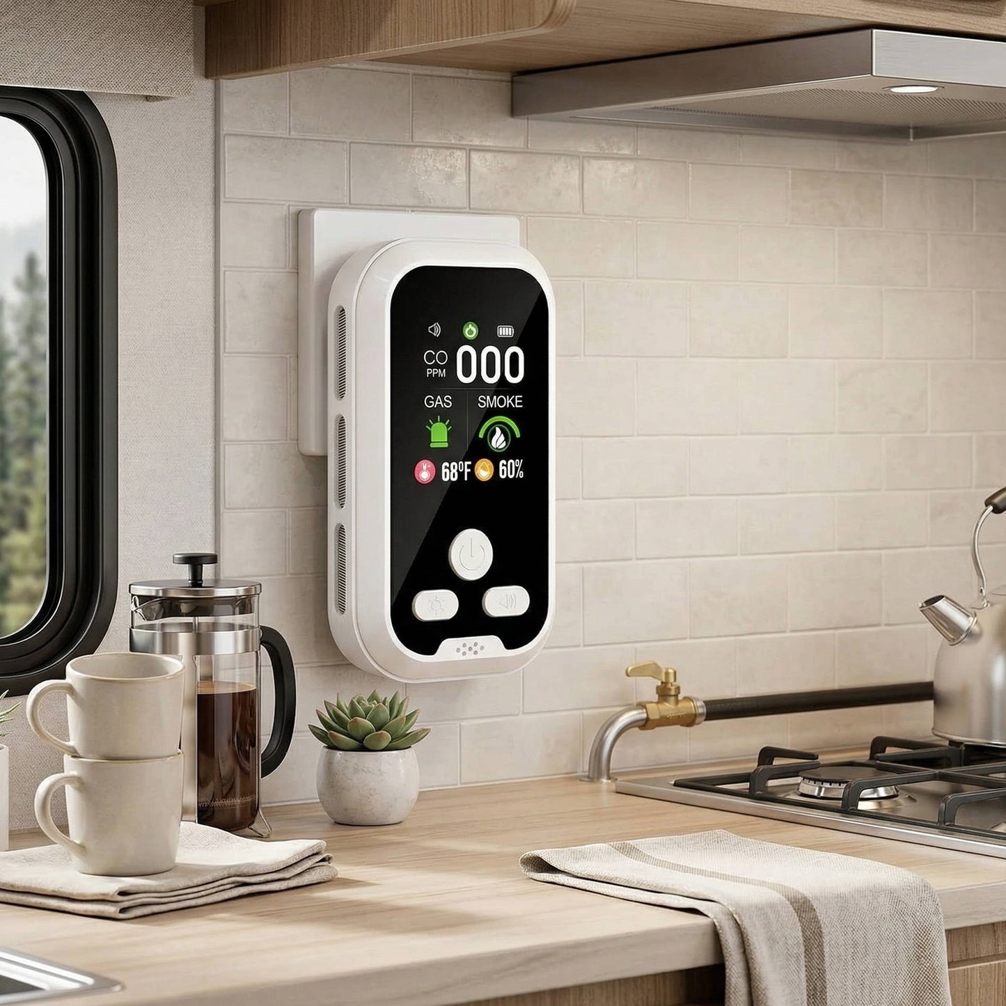 Carbon Monoxide and Gas Detector with Triple Alarm | Environmental Monitoring for Home and Travel Safety