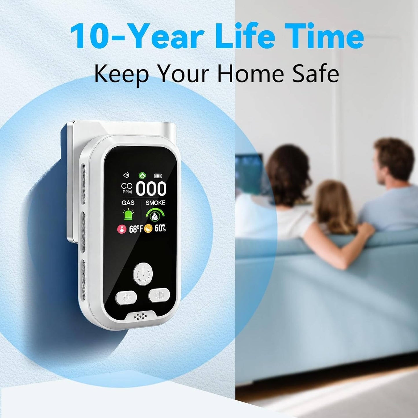Carbon Monoxide and Gas Detector with Triple Alarm | Environmental Monitoring for Home and Travel Safety