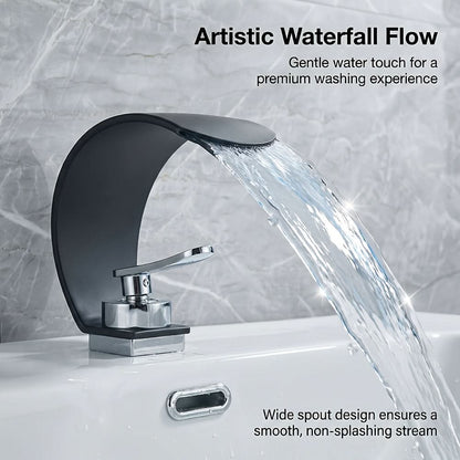 Rubinetto Lavabo A Cascata con Finitura A Specchio - Design Elegante per Bagni Moderni 3