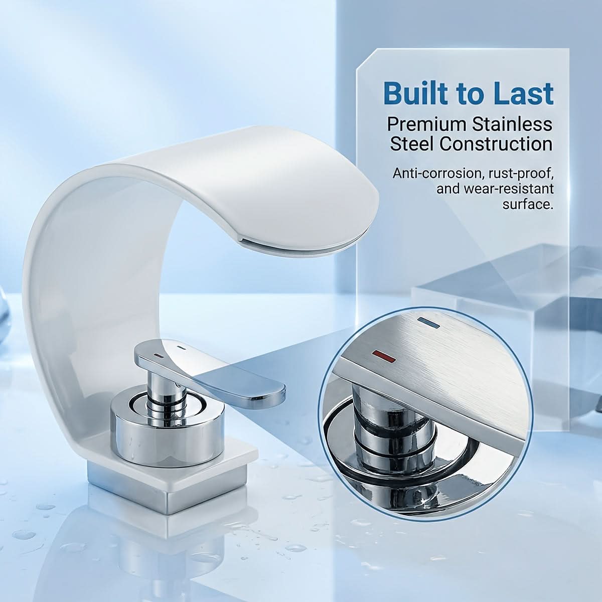 Rubinetto Lavabo A Cascata con Finitura A Specchio - Design Elegante per Bagni Moderni 4