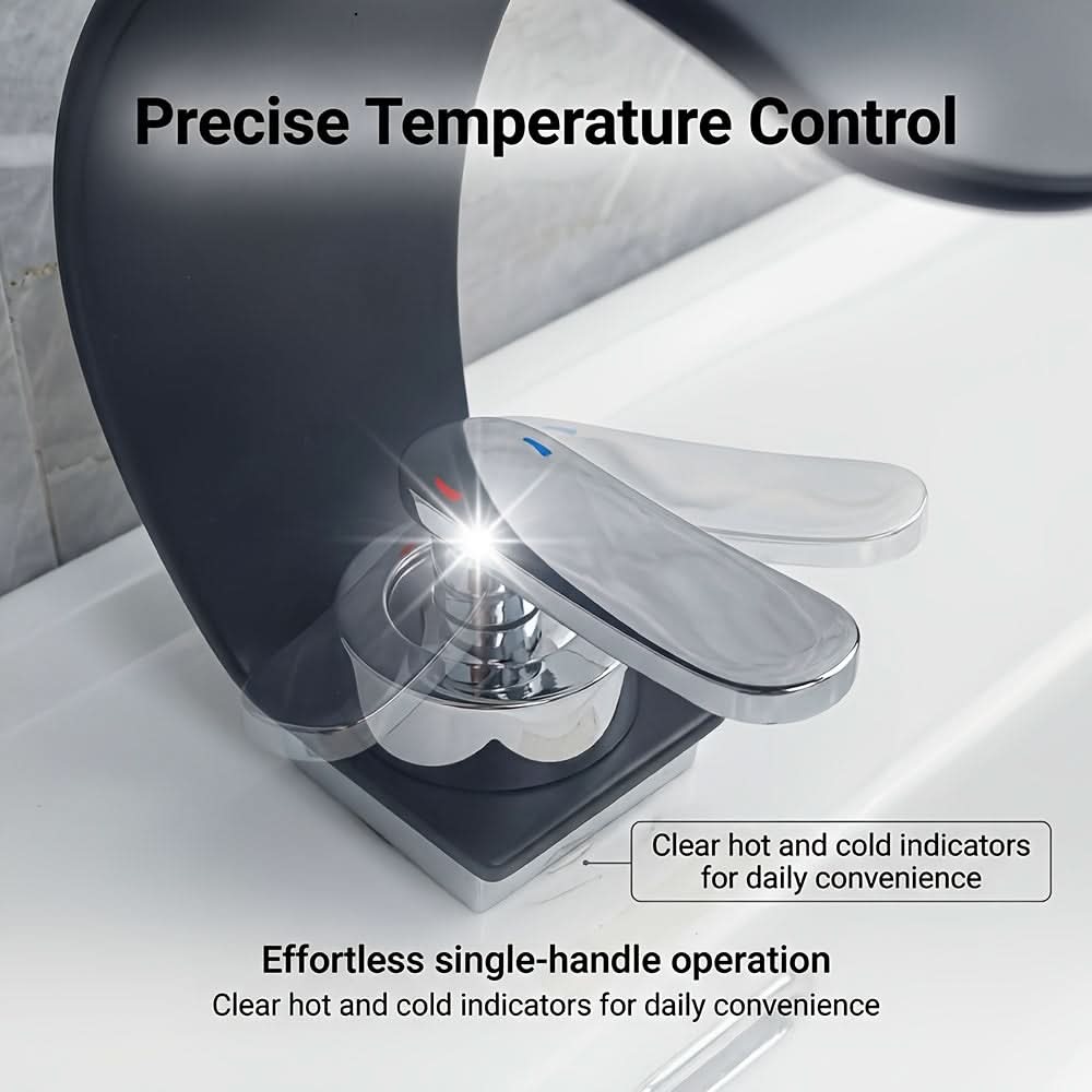Rubinetto Lavabo A Cascata con Finitura A Specchio - Design Elegante per Bagni Moderni 5